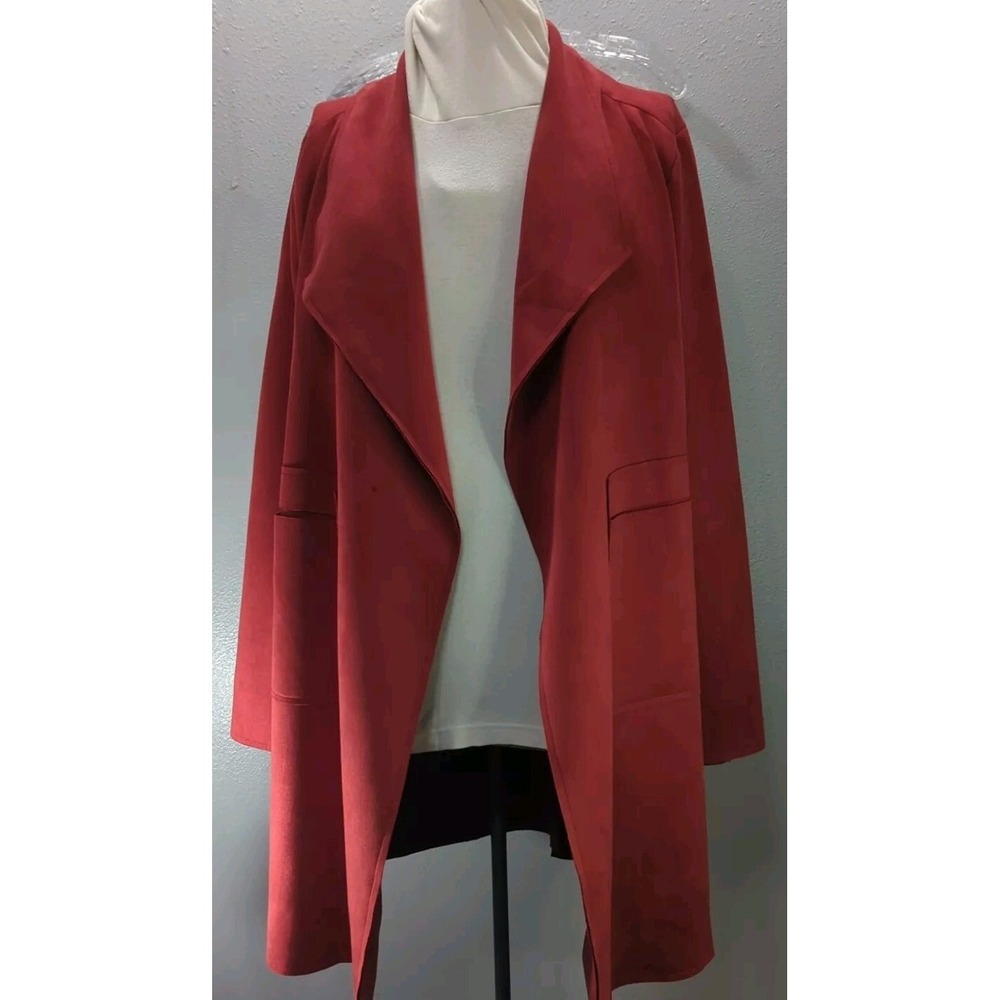 Favlux‎ Women's Large Red Open Faux Suede Mid Length Jacket 589